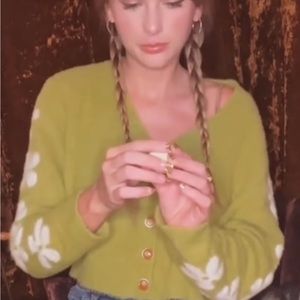 Levi’s Audrey Cozy Cardigan Extra Small Split Pea Green Taylor Swift Midnights